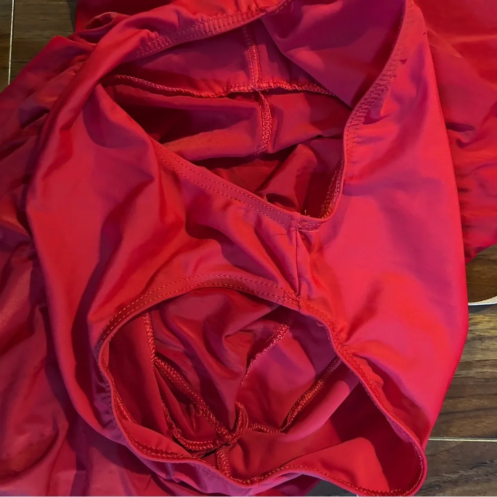 Red & Silver Dance Leotard with double frill skirt